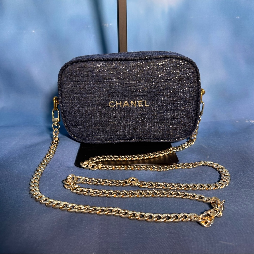 Chanel Navy Blue Makeup Crossbody Bag